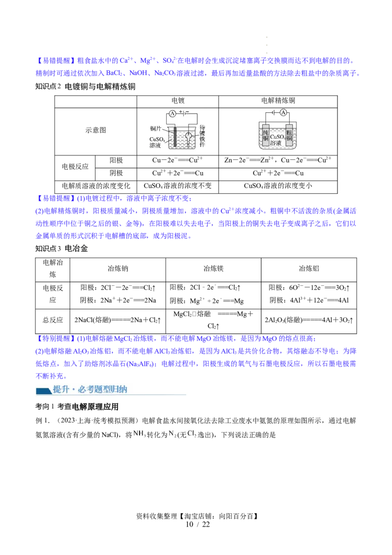 第23讲电解池金属的腐蚀与防护（讲义）（原卷版）_05高考化学_新高考复习资料_2024年新高考资料_一轮复习资料_完2024年高考化学一轮复习讲练测(课件+讲义+练习)（新高考）