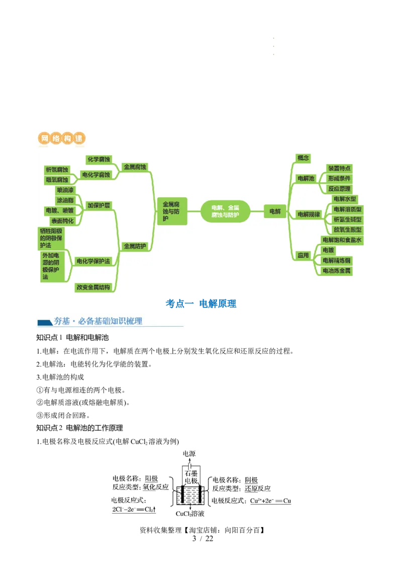 第23讲电解池金属的腐蚀与防护（讲义）（原卷版）_05高考化学_新高考复习资料_2024年新高考资料_一轮复习资料_完2024年高考化学一轮复习讲练测(课件+讲义+练习)（新高考）