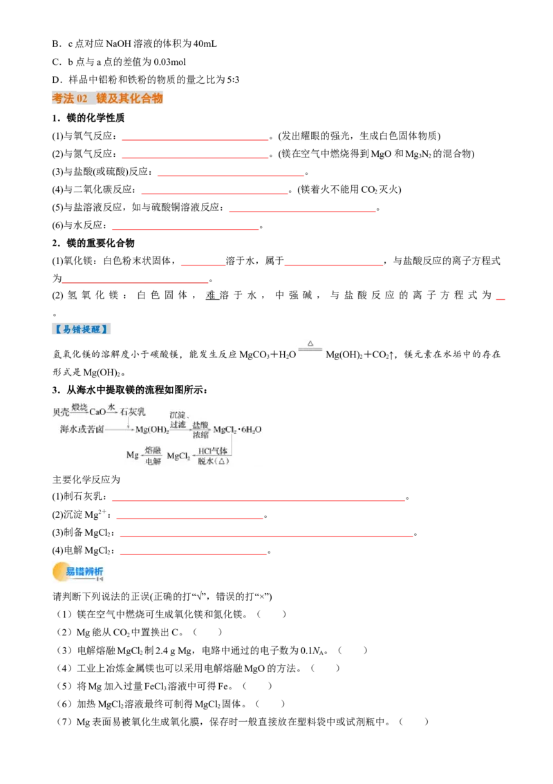考点11铝及其重要化合物（核心考点精讲精练）-备战2025年高考化学一轮复习考点帮（新高考通用）（原卷版）_05高考化学_2025年新高考资料_一轮复习_备战2025年高考化学一轮复习考点帮