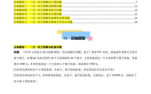 第五章一元一次方程的应用压轴训练（单元复习7类压轴）（原卷版）_初中数学_七年级数学上册（人教版）_知识点汇总
