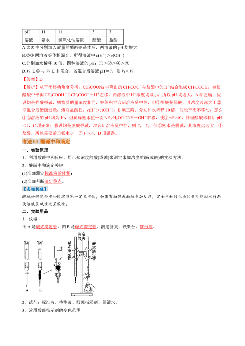 考点30水的电离和溶液的酸碱性（核心考点精讲精练）-备战2025年高考化学一轮复习考点帮（新高考通用）（解析版）_05高考化学_2025年新高考资料_一轮复习