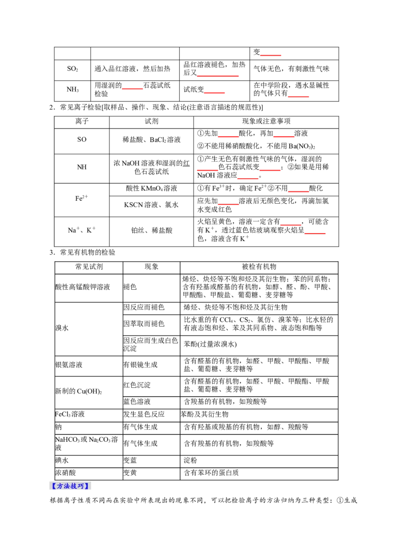 第02讲物质的分离、提纯与检验(讲义)(原卷版)_05高考化学_2025年新高考资料_一轮复习_2025年高考化学一轮复习讲练测（新教材新高考）_第十章化学实验基础与探究
