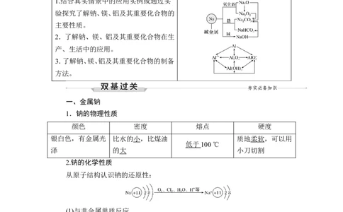 第1讲　钠、铝及其化合物_05高考化学_新高考复习资料_2023年新高考资料_一轮复习_2023年新高考大一轮复习讲义_2023年高考化学一轮复习讲义（新高考）_赠补充习题