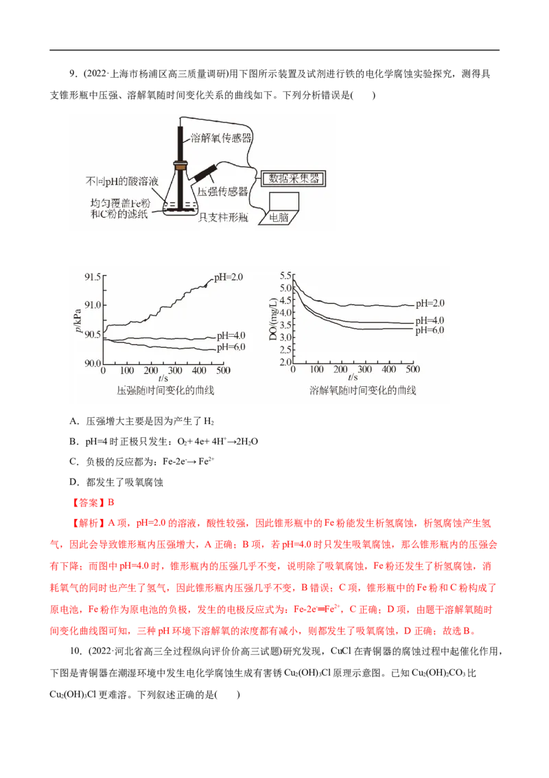 考点20金属的腐蚀与防护（解析版）_05高考化学_通用版（老高考）复习资料_2023年复习资料_一轮复习_备战2023年高考化学一轮复习考点帮（全国通用）