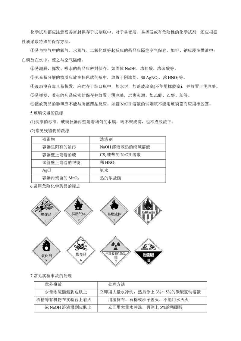 第25讲常见仪器使用和实验基本操作（讲）-2023年高考化学一轮复习讲练测（原卷版）_05高考化学_新高考复习资料_2023年新高考资料_一轮复习