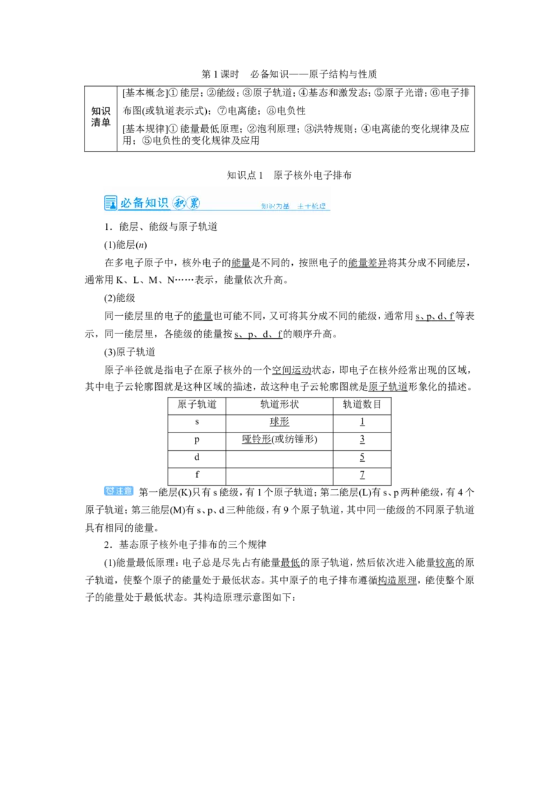 第1讲原子结构与性质（教案）_05高考化学_新高考复习资料_2022年新高考资料_2022届一轮复习讲练结合_第十一章物质结构与性质_第1讲原子结构与性质