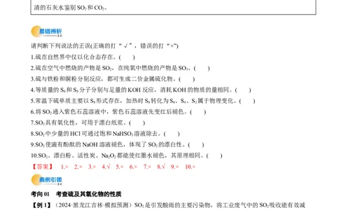 考点14硫及其化合物（核心考点精讲精练）-备战2025年高考化学一轮复习考点帮（新高考通用）（解析版）_05高考化学_2025年新高考资料_一轮复习_备战2025年高考化学一轮复习考点帮