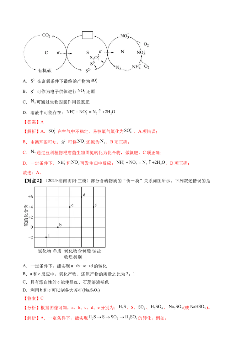 考点14硫及其化合物（核心考点精讲精练）-备战2025年高考化学一轮复习考点帮（新高考通用）（解析版）_05高考化学_2025年新高考资料_一轮复习_备战2025年高考化学一轮复习考点帮