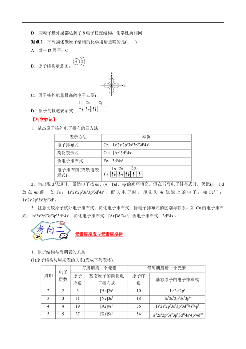 考点46原子结构与性质（原卷版）_05高考化学_通用版（老高考）复习资料_2023年复习资料_一轮复习_备战2023年高考化学一轮复习考点帮（全国通用）