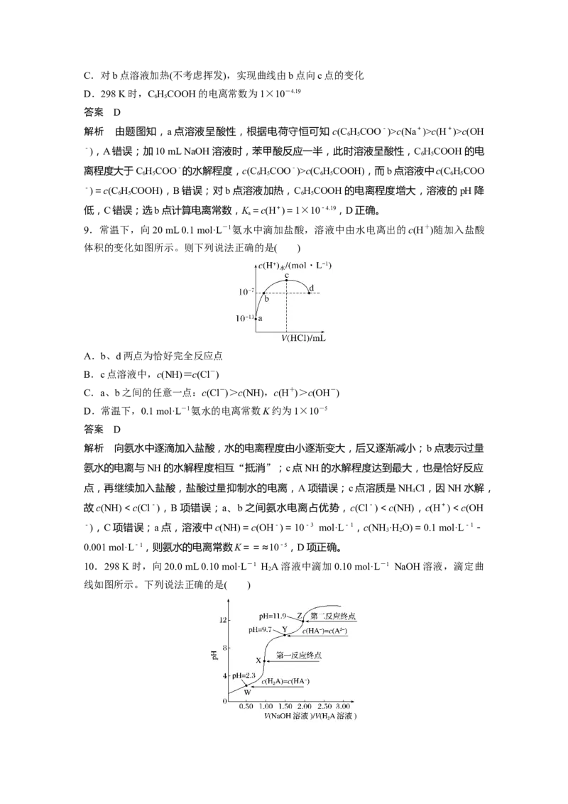 第8章专项特训6　滴定过程的曲线分析---2023年高考化学一轮复习（新高考）_05高考化学_新高考复习资料_2023年新高考资料_一轮复习_2023年新高考大一轮复习讲义