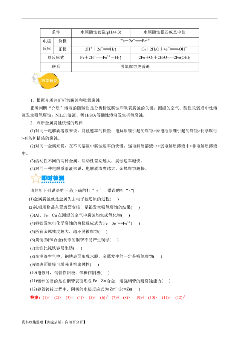 考点20金属的腐蚀与防护(核心考点精讲精练)_05高考化学_通用版（老高考）复习资料_2024年复习资料_完备战2024年高考化学一轮复习考点帮（全国通用）