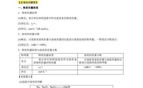 第05讲物质的量浓度及溶液配制（讲）-2024年高考化学大一轮复习精讲精练+专题讲座（解析版）_05高考化学_2024年新高考资料_1.2024一轮复习