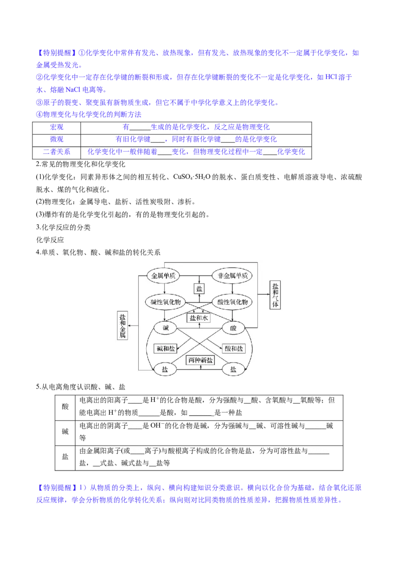 第01讲物质的分类及转化（讲义）（原卷版）_05高考化学_新高考复习资料_2025年新高考资料_上好课2025年高考化学一轮复习讲练测（新教材新高考）_第一章物质及其变化
