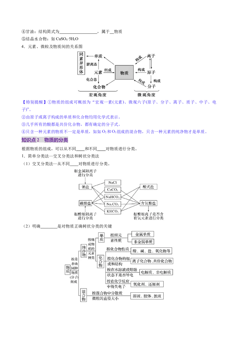 第01讲物质的分类及转化（讲义）（原卷版）_05高考化学_新高考复习资料_2025年新高考资料_上好课2025年高考化学一轮复习讲练测（新教材新高考）_第一章物质及其变化