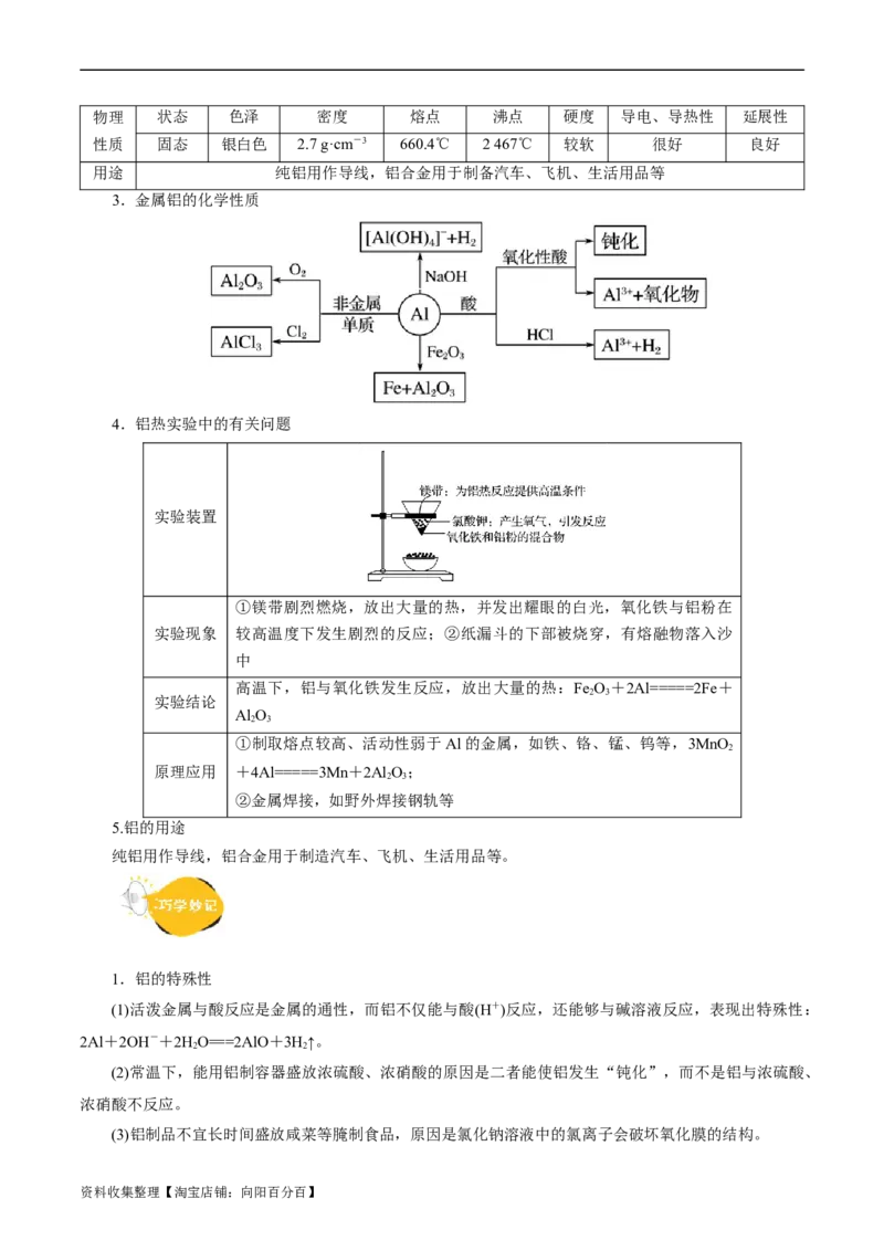 考点15铝及其化合物(核心考点精讲)_05高考化学_通用版（老高考）复习资料_2024年复习资料_完备战2024年高考化学一轮复习考点帮（全国通用）
