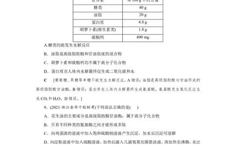 第3讲基本营养物质　合成材料（作业）_05高考化学_新高考复习资料_2022年新高考资料_2022届一轮复习讲练结合_第九章常见的有机化合物_第3讲基本营养物质　合成材料