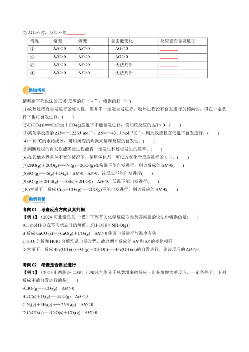 考点28化学反应的方向、化学反应的调控（核心考点精讲精练）-备战2025年高考化学一轮复习考点帮（新高考通用）（原卷版）_05高考化学_2025年新高考资料_一轮复习