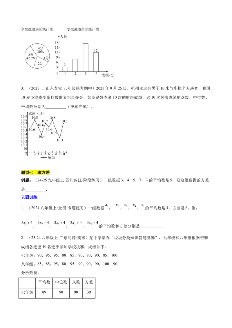 第二十章数据的分析（单元复习6个知识点+12类题型突破）（学生版）_初中数学_八年级数学下册（人教版）_知识点汇总-U105_2025版