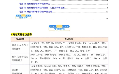 考点34有机化合物的结构特点与研究方法（核心考点精讲精练）-备战2025年高考化学一轮复习考点帮（新高考通用）（解析版）_05高考化学_2025年新高考资料_一轮复习
