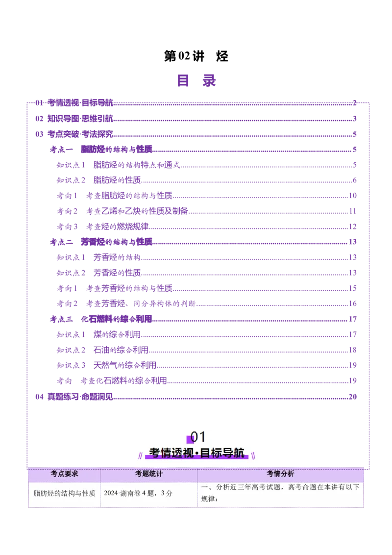 第02讲烃（讲义）（原卷版）_05高考化学_2025年新高考资料_一轮复习_2025年高考化学一轮复习讲练测（新教材新高考）_第九章有机化学基础