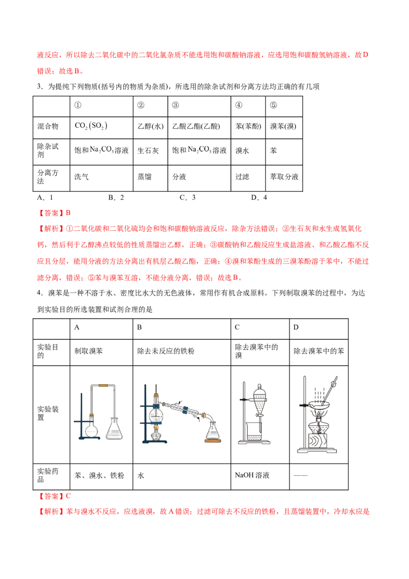 第26讲物质的分离、提纯、检验与鉴别（练）-2024年高考化学大一轮复习精讲精练+专题讲座（解析版）_05高考化学_2024年新高考资料_1.2024一轮复习