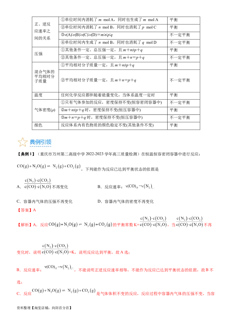 考点2化学平衡（核心考点精讲精练）-备战2024年高考化学一轮复习考点帮（新高考专用）（解析版）_05高考化学_新高考复习资料_2024年新高考资料_一轮复习资料