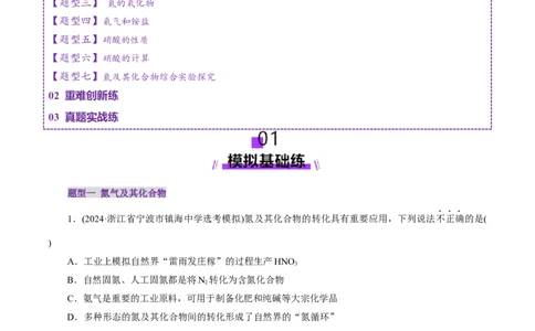 第03讲氮及其重要化合物(练习)(解析版)_05高考化学_2025年新高考资料_一轮复习_2025年高考化学一轮复习讲练测（新教材新高考）_第四章非金属及其化合物