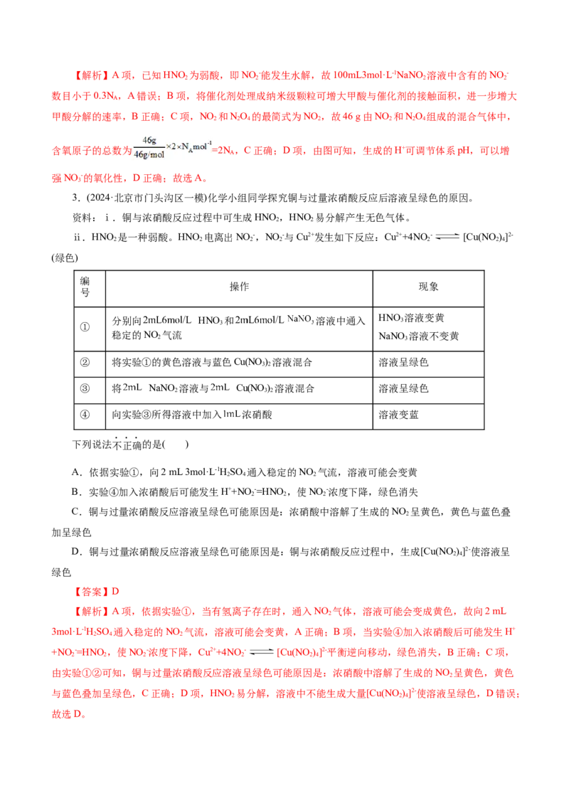 第03讲氮及其重要化合物(练习)(解析版)_05高考化学_2025年新高考资料_一轮复习_2025年高考化学一轮复习讲练测（新教材新高考）_第四章非金属及其化合物