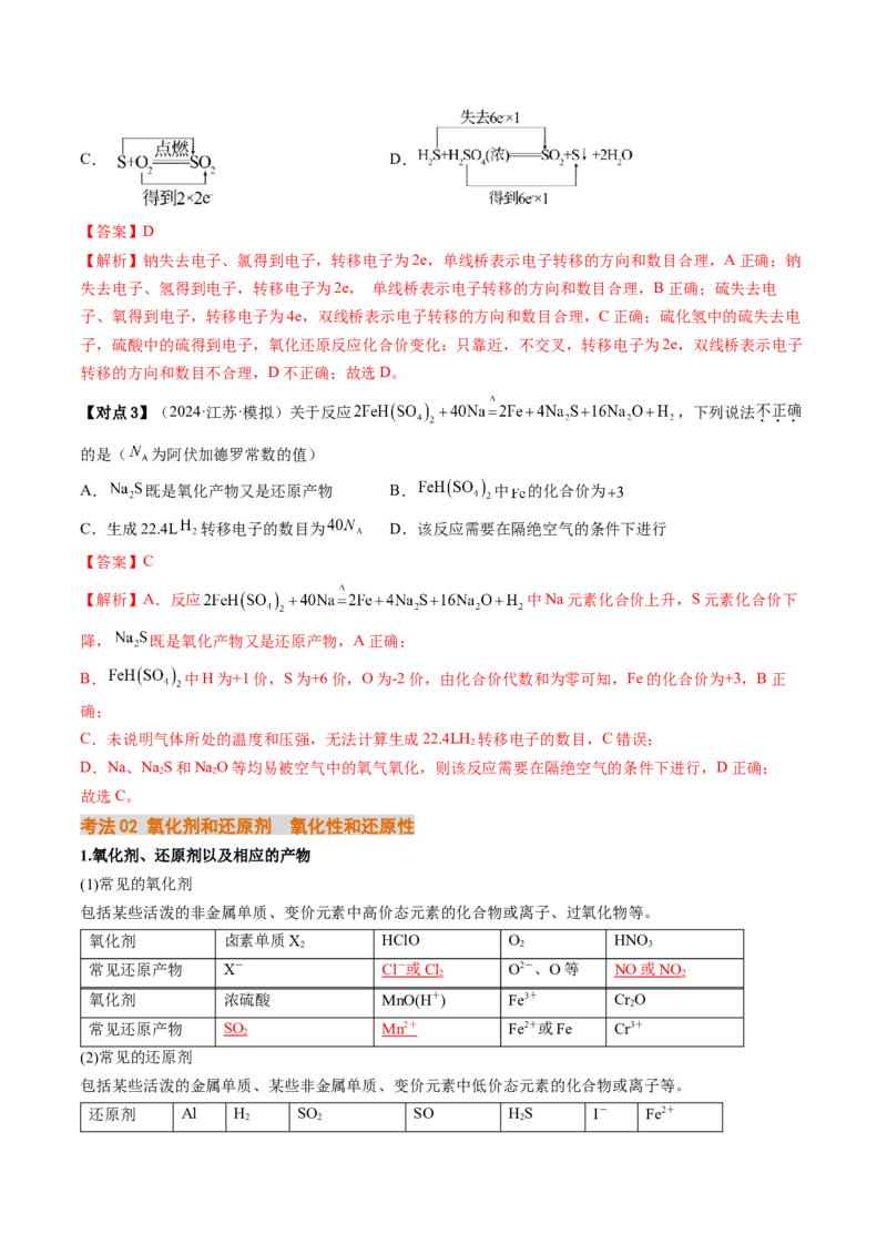 考点04氧化还原反应的基本概念和规律（核心考点精讲精练）-备战2025年高考化学一轮复习考点帮（新高考通用）（解析版）_05高考化学_新高考复习资料_2025年新高考资料