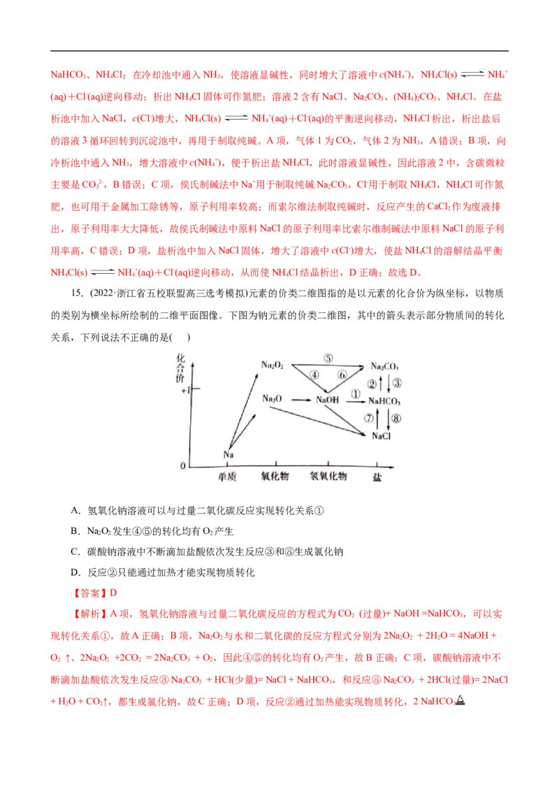考点13钠及其化合物（解析版）_05高考化学_通用版（老高考）复习资料_2023年复习资料_一轮复习_备战2023年高考化学一轮复习考点帮（全国通用）