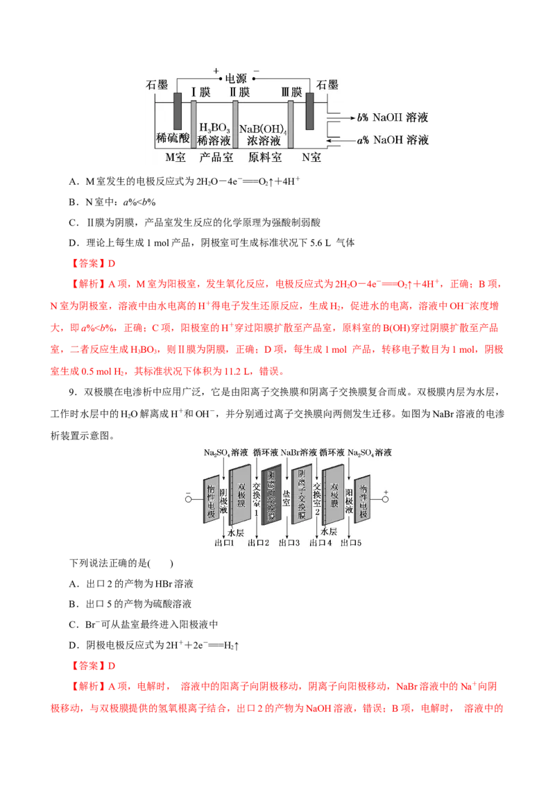 第17讲电解池金属的腐蚀与防护（练）-2023年高考化学一轮复习讲练测（新教材新高考）（解析版）_05高考化学_新高考复习资料_2023年新高考资料_一轮复习