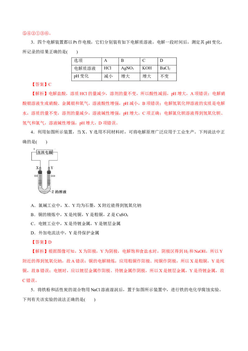 第17讲电解池金属的腐蚀与防护（练）-2023年高考化学一轮复习讲练测（新教材新高考）（解析版）_05高考化学_新高考复习资料_2023年新高考资料_一轮复习