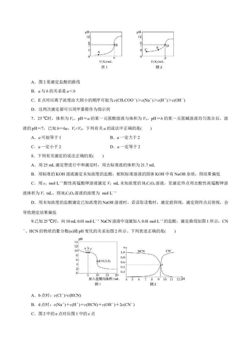 第22讲水的电离与溶液的pH（练）-2023年高考化学一轮复习讲练测（新教材新高考）（原卷版）_05高考化学_新高考复习资料_2023年新高考资料_一轮复习
