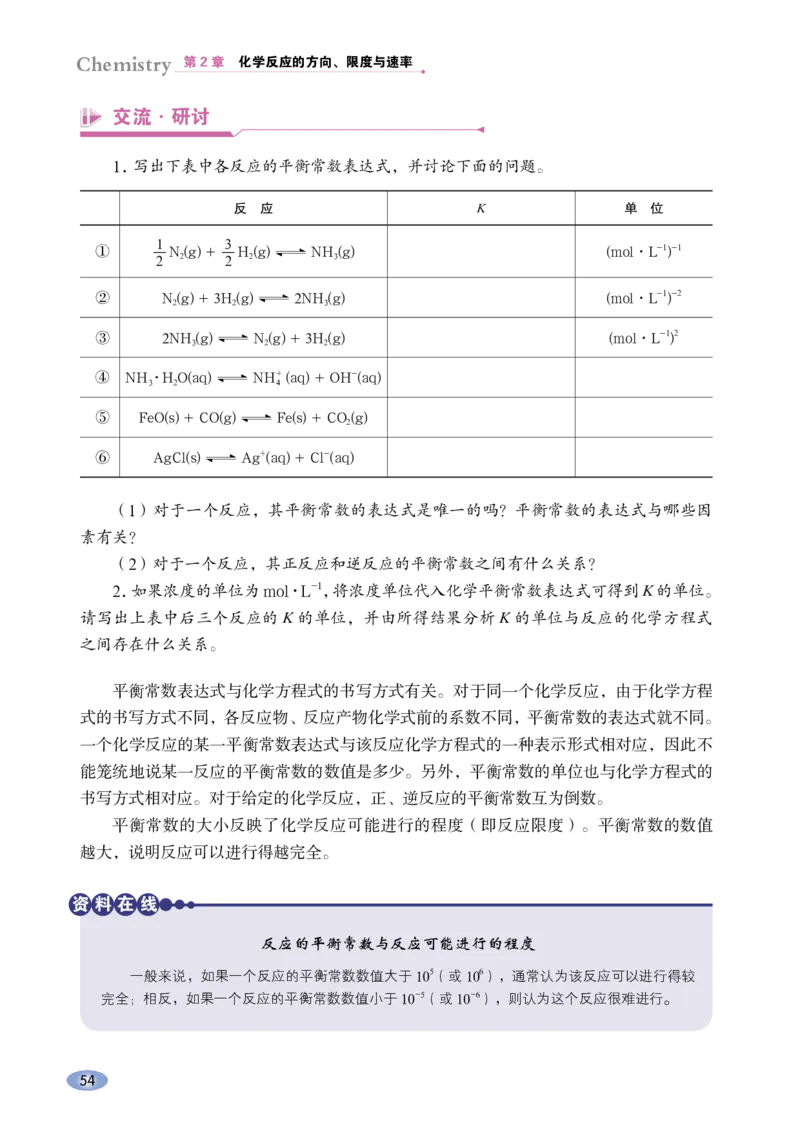 普通高中教科书&middot;化学选择性必修1化学反应原理_高中全套电子教材及答案。_01高中电子教材全套_化学_鲁科版_高中年级_选择性必修1化学反应原理