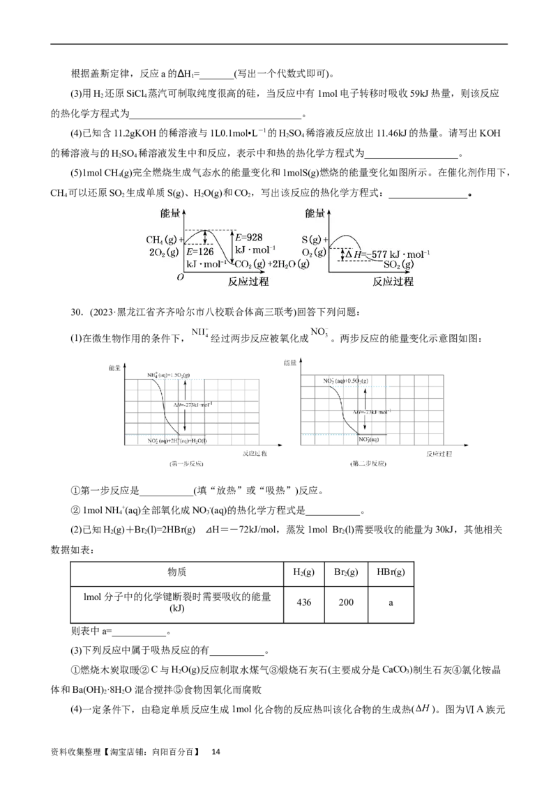考点17化学反应的热效应(好题冲关)(原卷版)_05高考化学_通用版（老高考）复习资料_2024年复习资料_完备战2024年高考化学一轮复习考点帮（全国通用）