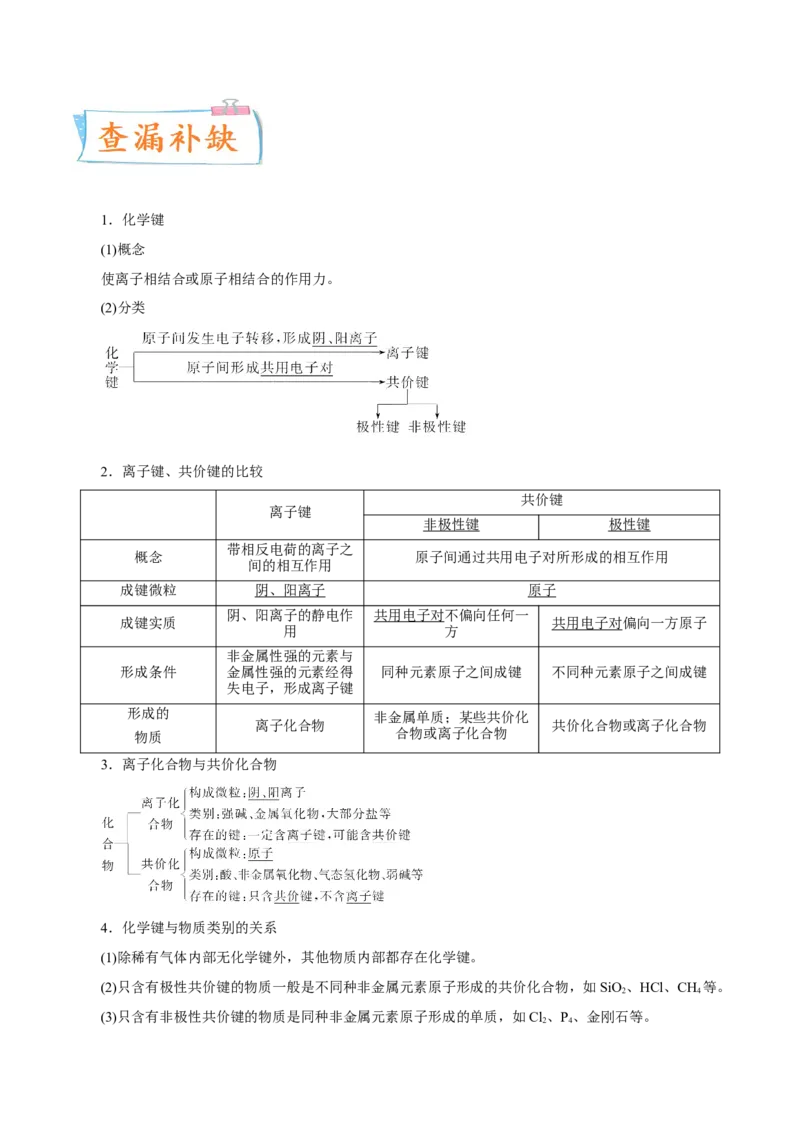 考向16化学键-备战2023年高考化学一轮复习考点微专题（新高考地区专用）_05高考化学_新高考复习资料_2023年新高考资料_一轮复习