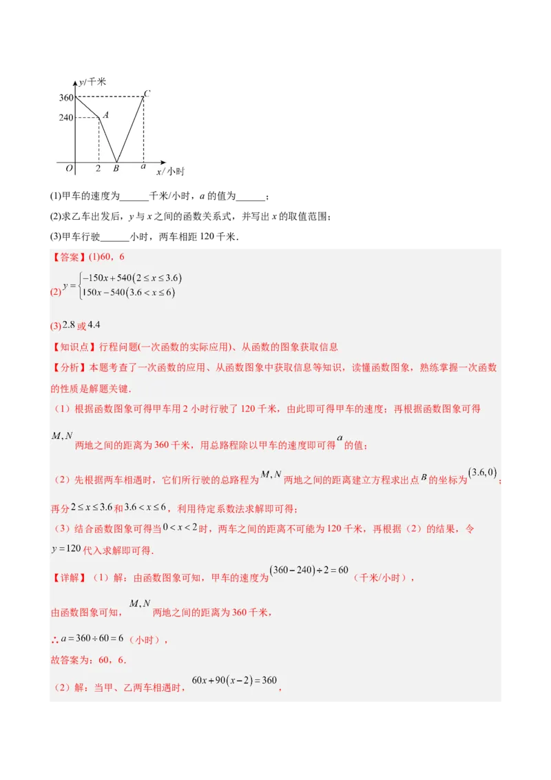 第十九章一次函数（单元重点综合测试）（教师版）_初中数学_八年级数学下册（人教版）_知识点汇总-U105_2025版