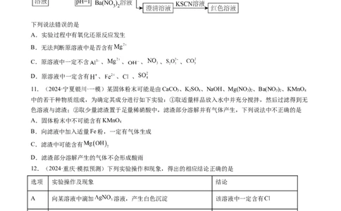 第03讲离子共存、离子的检验与推断（练习）（原卷版）_05高考化学_新高考复习资料_2025年新高考资料_上好课2025年高考化学一轮复习讲练测（新教材新高考）_第一章物质及其变化