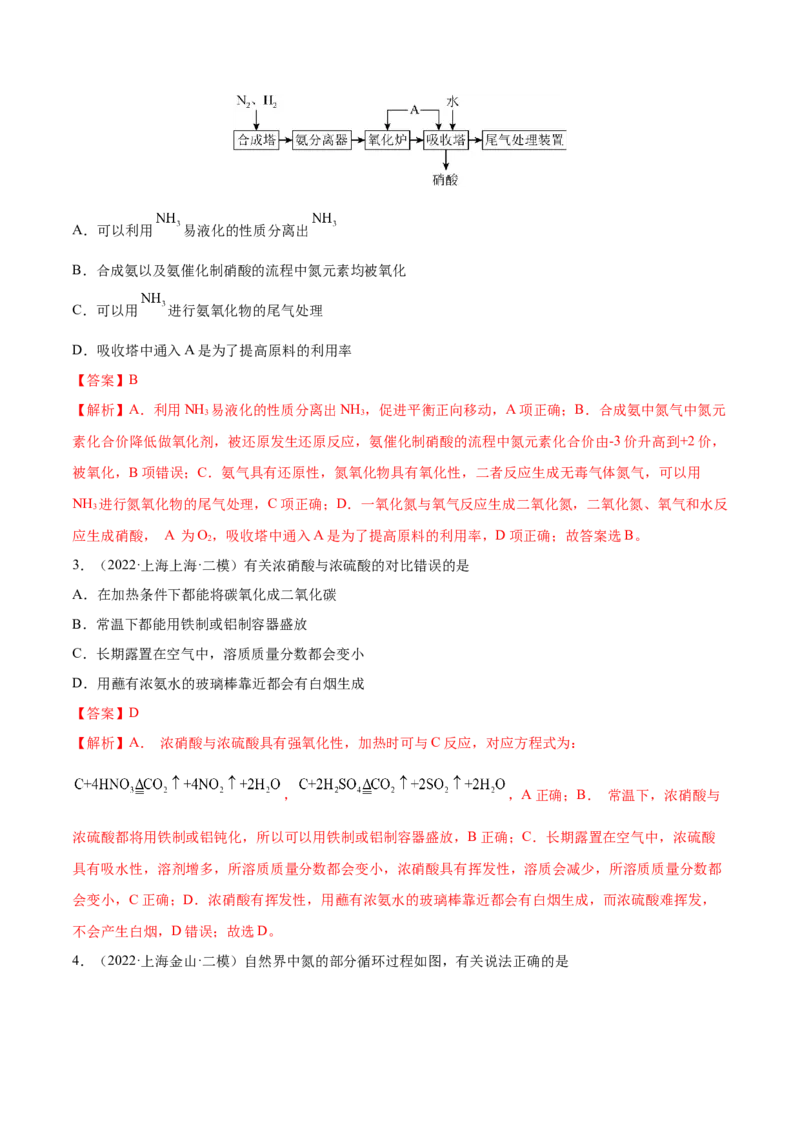 第14讲氮及其化合物（练）-2023年高考化学一轮复习讲练测（全国通用）（解析版）_05高考化学_通用版（老高考）复习资料_2023年复习资料_一轮复习