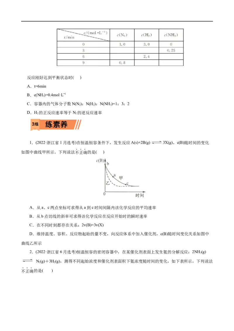第16练化学反应的速率与限度-2023年高考化学一轮复习小题多维练（原卷版）_05高考化学_通用版（老高考）复习资料_2023年复习资料_一轮复习
