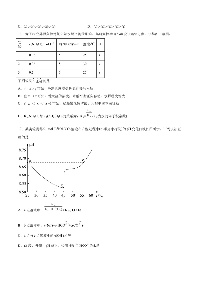 第23讲盐类水解（练）-2024年高考化学大一轮复习精讲精练+专题讲座（原卷版）_05高考化学_2024年新高考资料_1.2024一轮复习_2024年高考化学大一轮复习精讲精练+专题讲座