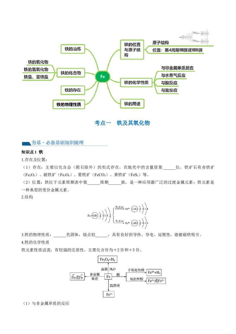 第10讲铁及其重要化合物（讲义）（原卷版）_05高考化学_2024年新高考资料_1.2024一轮复习_2024年高考化学一轮复习讲练测（新教材新高考）