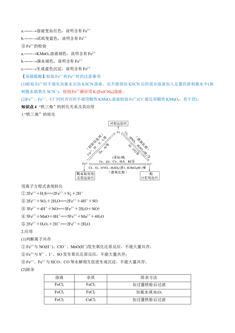 第10讲铁及其重要化合物（讲义）（原卷版）_05高考化学_2024年新高考资料_1.2024一轮复习_2024年高考化学一轮复习讲练测（新教材新高考）