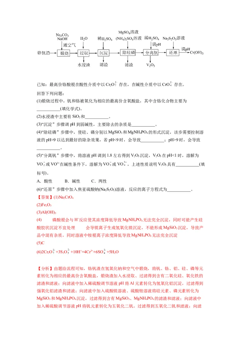第19练化学工艺流程题（解析版）_05高考化学_2024年新高考资料_2.2024二轮复习_2023年暑假分层作业高二化学（2024届一轮复习通用）
