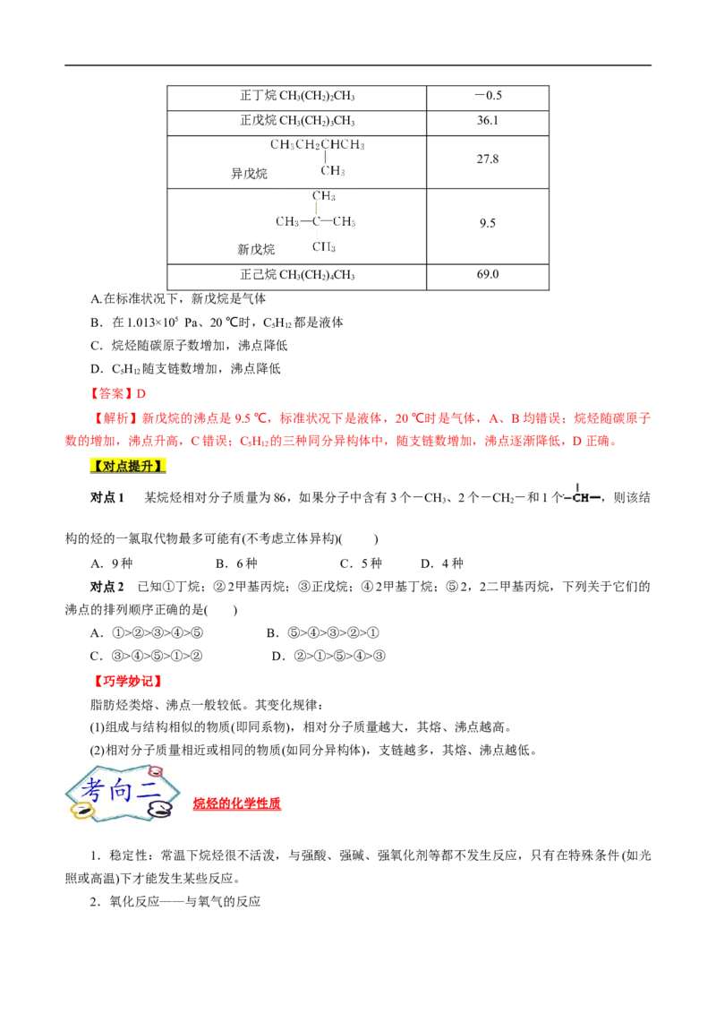考点32烷烃（原卷版）_05高考化学_通用版（老高考）复习资料_2023年复习资料_一轮复习_备战2023年高考化学一轮复习考点帮（全国通用）