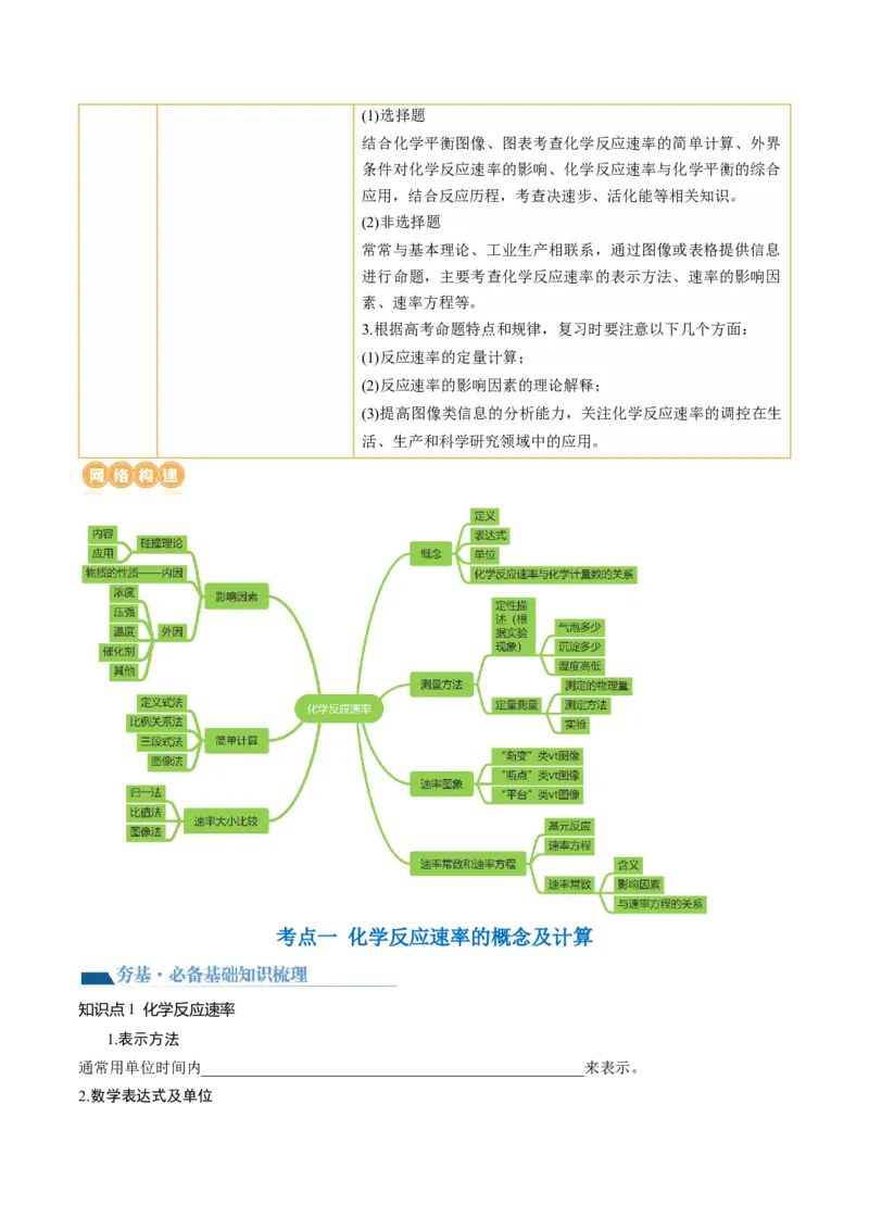 第24讲化学反应速率（讲义）（原卷版）_05高考化学_2024年新高考资料_1.2024一轮复习_2024年高考化学一轮复习讲练测（新教材新高考）_第24讲化学反应速率（讲义）