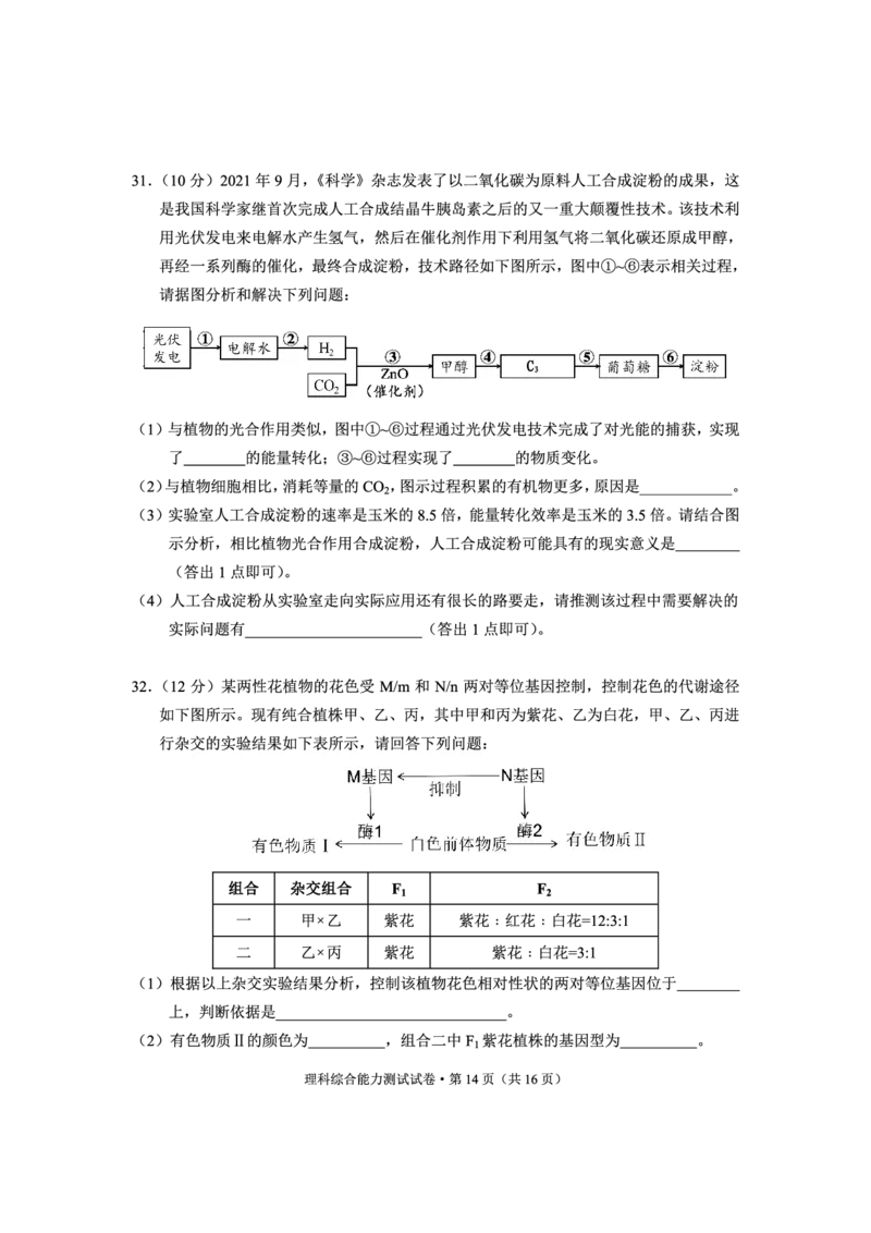红河州2023届高三第二次州统测试卷丨理综公众号：一枚试卷君_05高考化学_高考模拟题_新高考_云南省红河州2023届高中生业生第二次复习统一检测理综