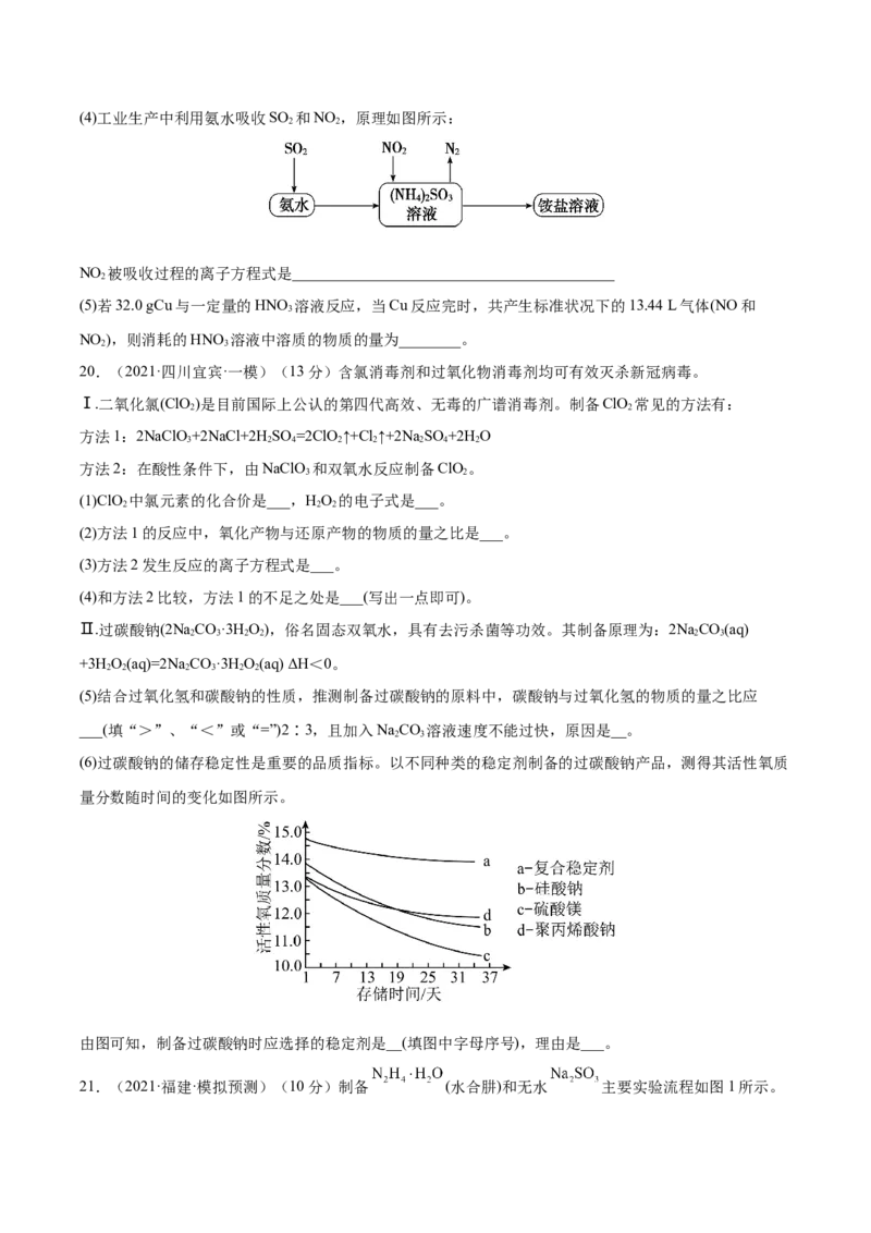 第四章非金属及其化合物（测）-2023年高考化学一轮复习讲练测（全国通用）（原卷版）_05高考化学_通用版（老高考）复习资料_2023年复习资料_一轮复习