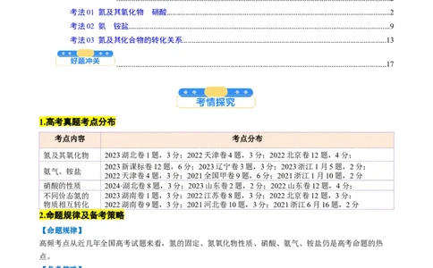 考点15氮及其化合物（核心考点精讲精练）-备战2025年高考化学一轮复习考点帮（新高考通用）（解析版）_05高考化学_2025年新高考资料_一轮复习_备战2025年高考化学一轮复习考点帮