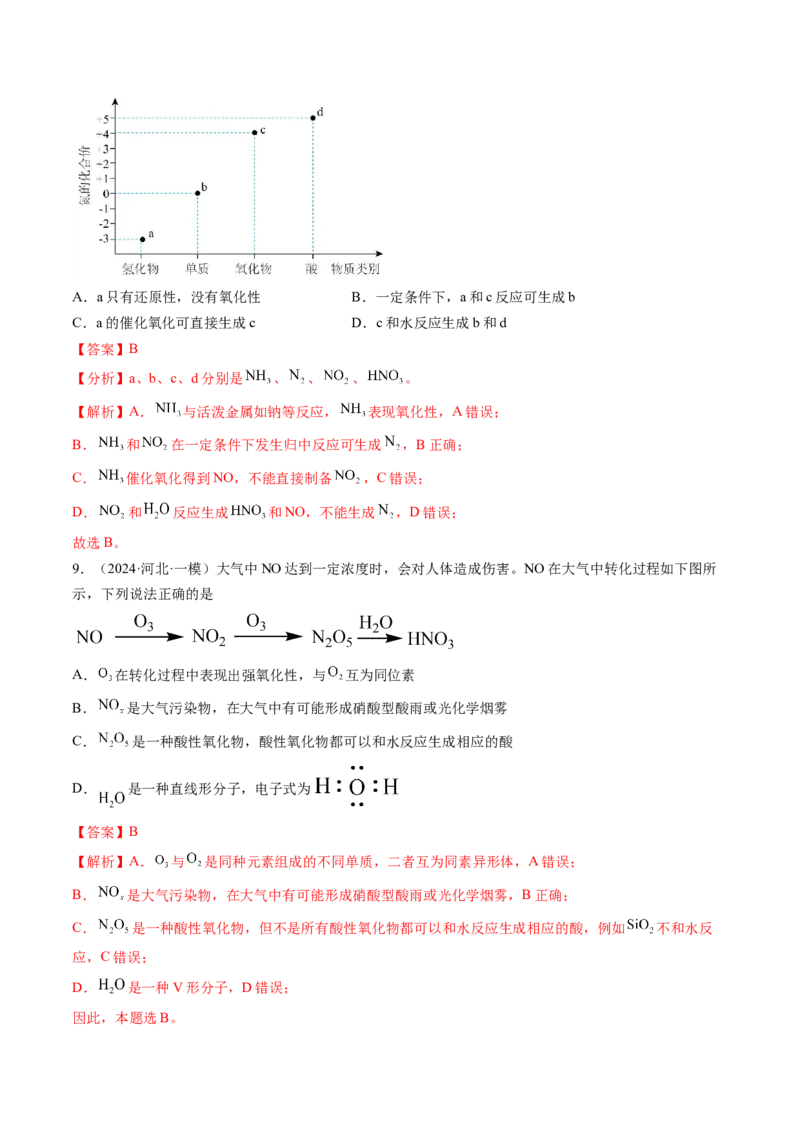 考点15氮及其化合物（核心考点精讲精练）-备战2025年高考化学一轮复习考点帮（新高考通用）（解析版）_05高考化学_2025年新高考资料_一轮复习_备战2025年高考化学一轮复习考点帮